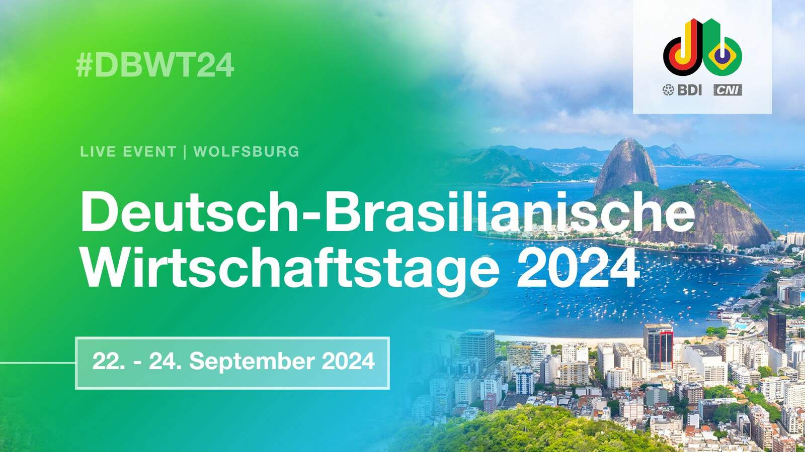 Banner: #DBWT24 Deutsch-Brasilianische Wirtschaftstage 2024 - 22.-24.09.